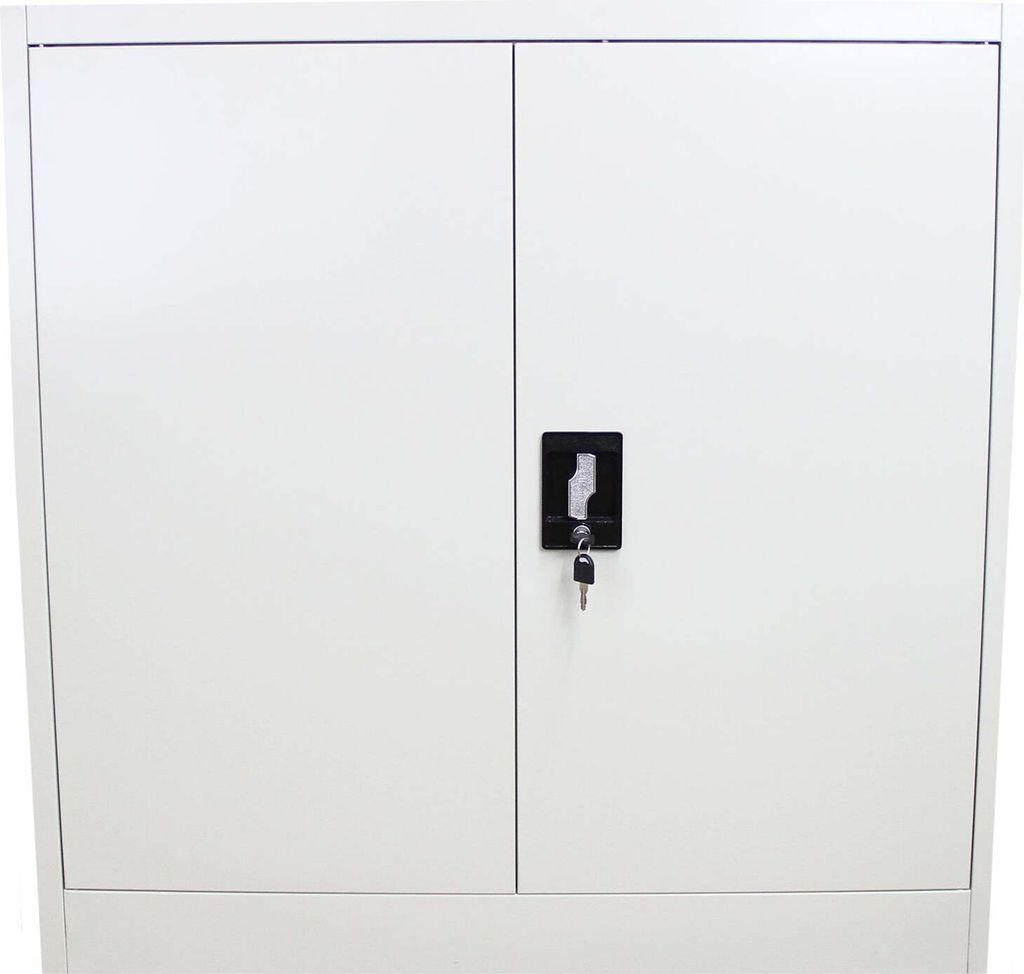 MonsterShop abschließbarer Aktenschrank Ablageschrank Registratur Stahlschrank Büroschrank Büromöbel 90cm (H) x 90cm (B) x 40cm (T) hellgrau
