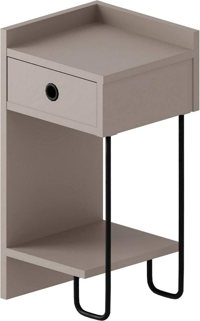 Nachttisch Quilla, Niedrige Kommode, Tisch, Multifunktionaler Nachttisch, 32x30 h61 cm, Beige