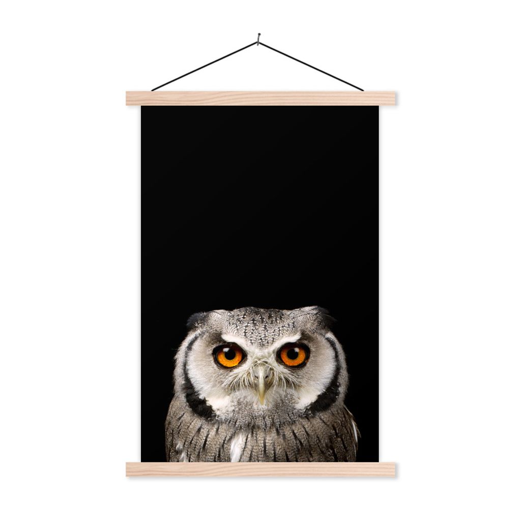 MuchoWow Textilposter Porträt Eule 40x60 cm mit holzfarbenen Rahmen - Poster