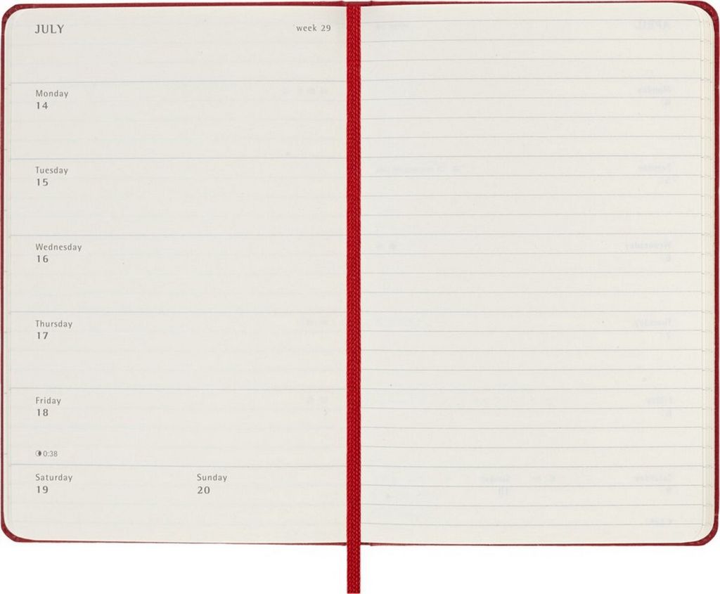 Moleskine 12měsíční týdenní poznámkový kalendář 2025, Obrázek produktu 2