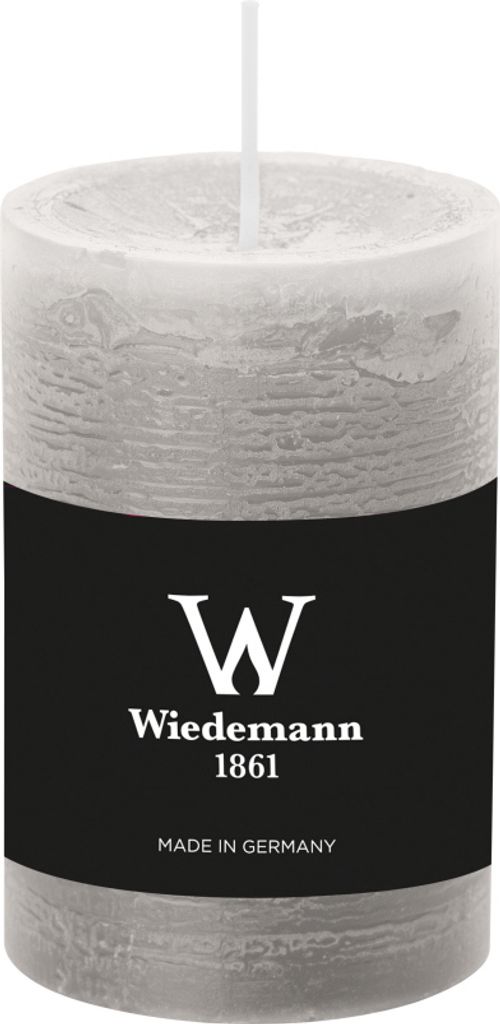 Stumpenkerze aus Paraffin, Betongrau, Marble Rustik, Wiedemann, 120/58 mm, Brenndauer ca. 42h, durchgefärbt