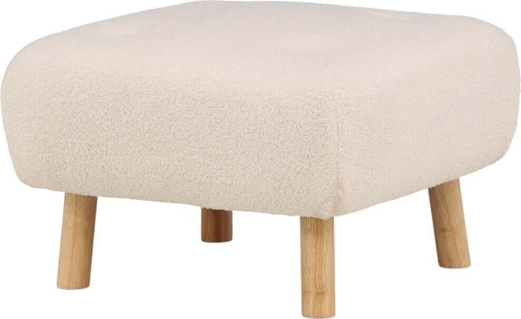 FURNLUX Hocker Salina Weiss Und Eiche 60cm / Hauptfarbe: Weiß / Abmessungen: 60 x 60 x 28 cm