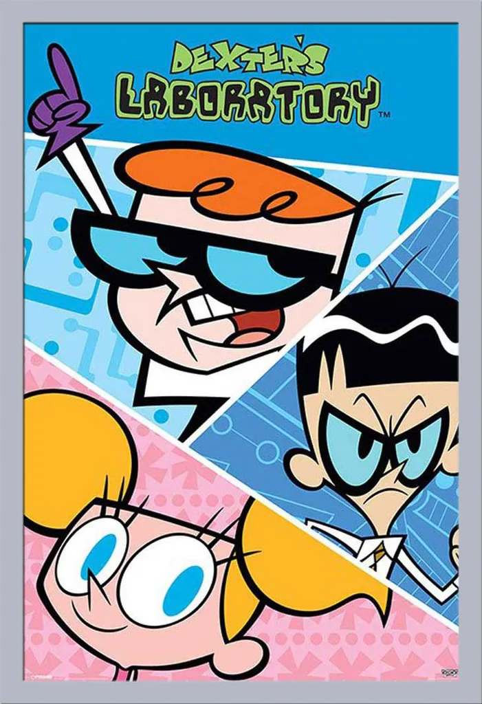 Poster Il Laboratorio di Dexter con Cornice Shinsuke Maxi MDF Argento