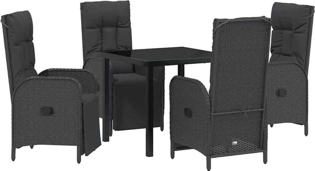 Garten Essgruppe mit Kissen 5 pcs Schwarz Poly-Rattan
