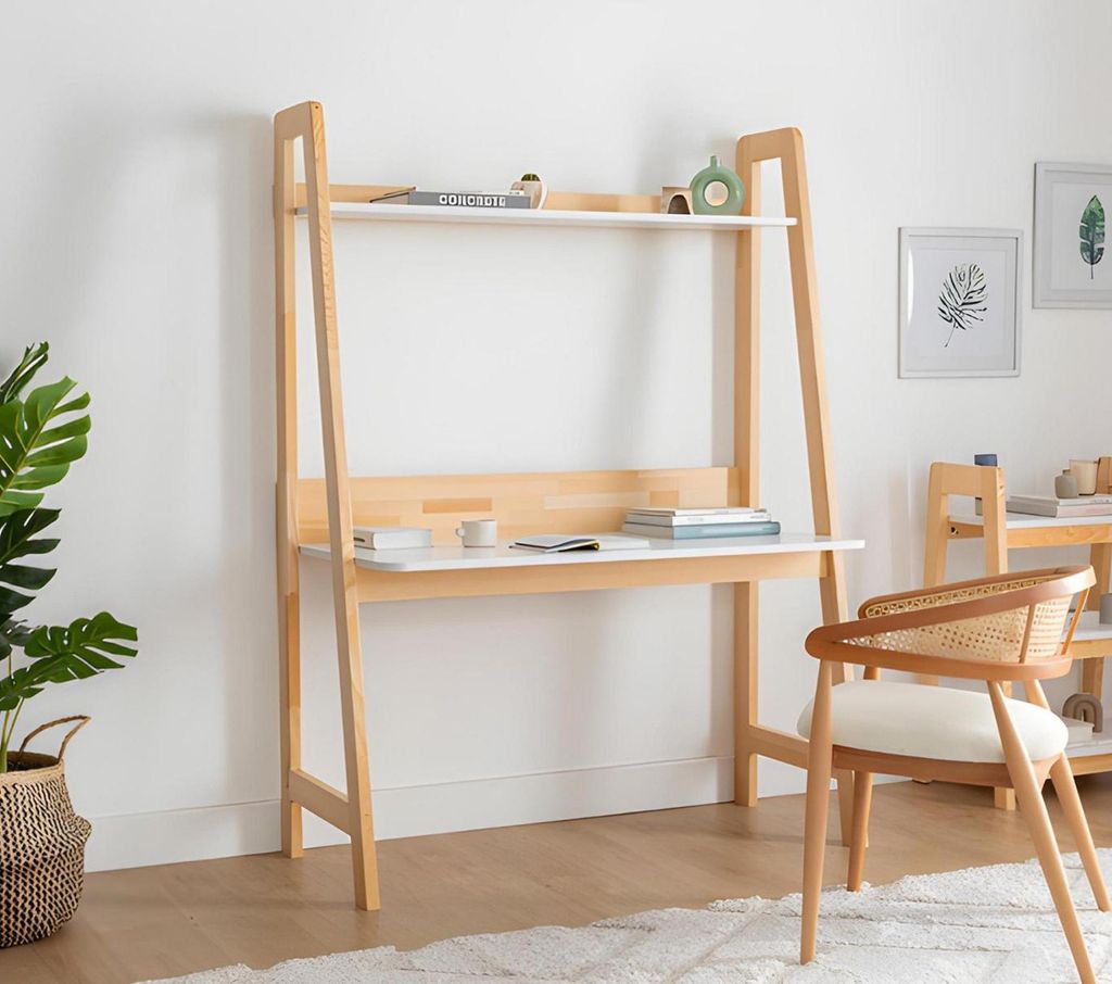 Hellbeiger Schreibtisch Arbeitszimmer Designer Holz Tische