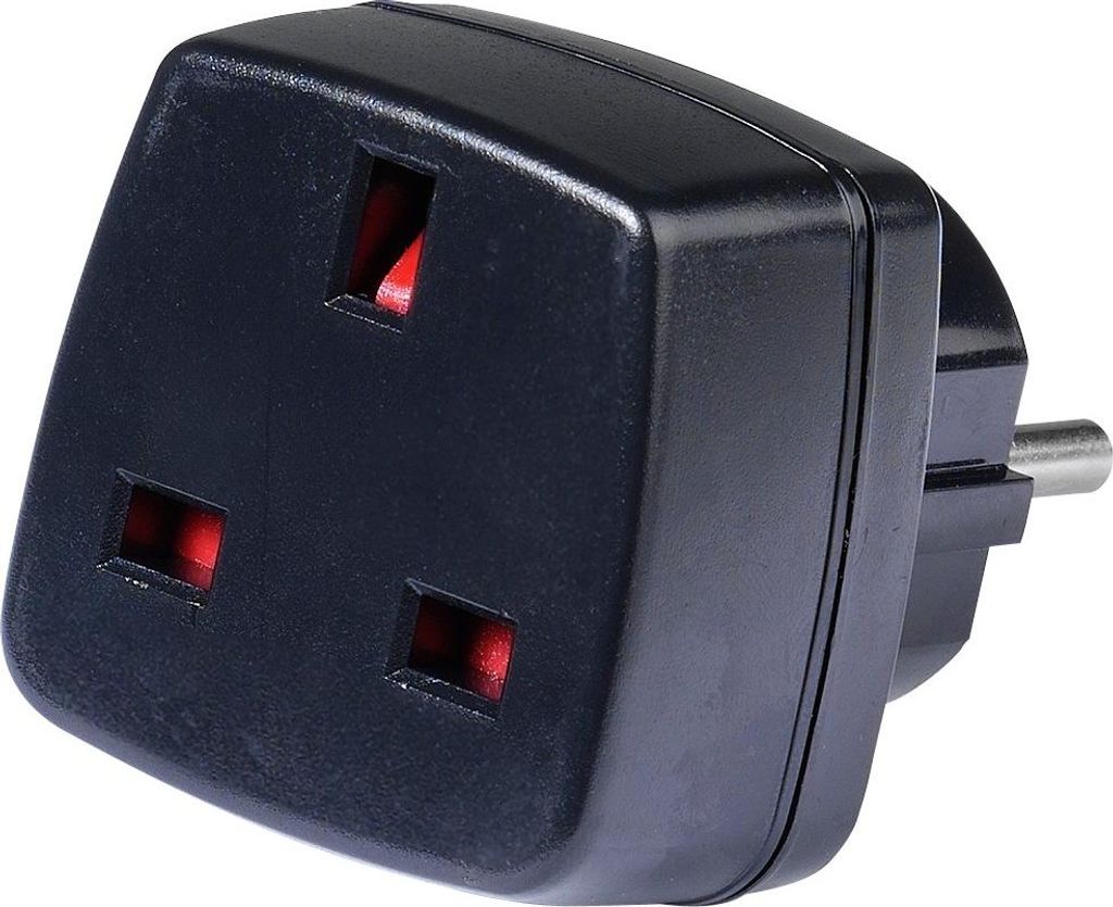 Reisestecker Großbritannien, Buchse - Schuko Stecker (28693)