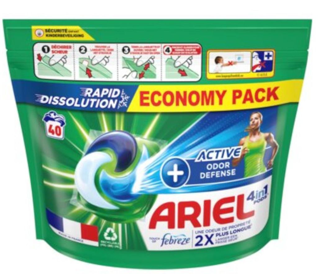 Ariel Pods 4in1 40 Stück + Waschmittel mit Active Odor Produktbild 