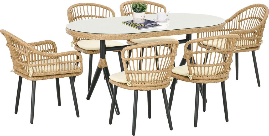 Outsunny Salon de jardin extšŠrieur en ršŠsine tressšŠe 6 Image du produit 
