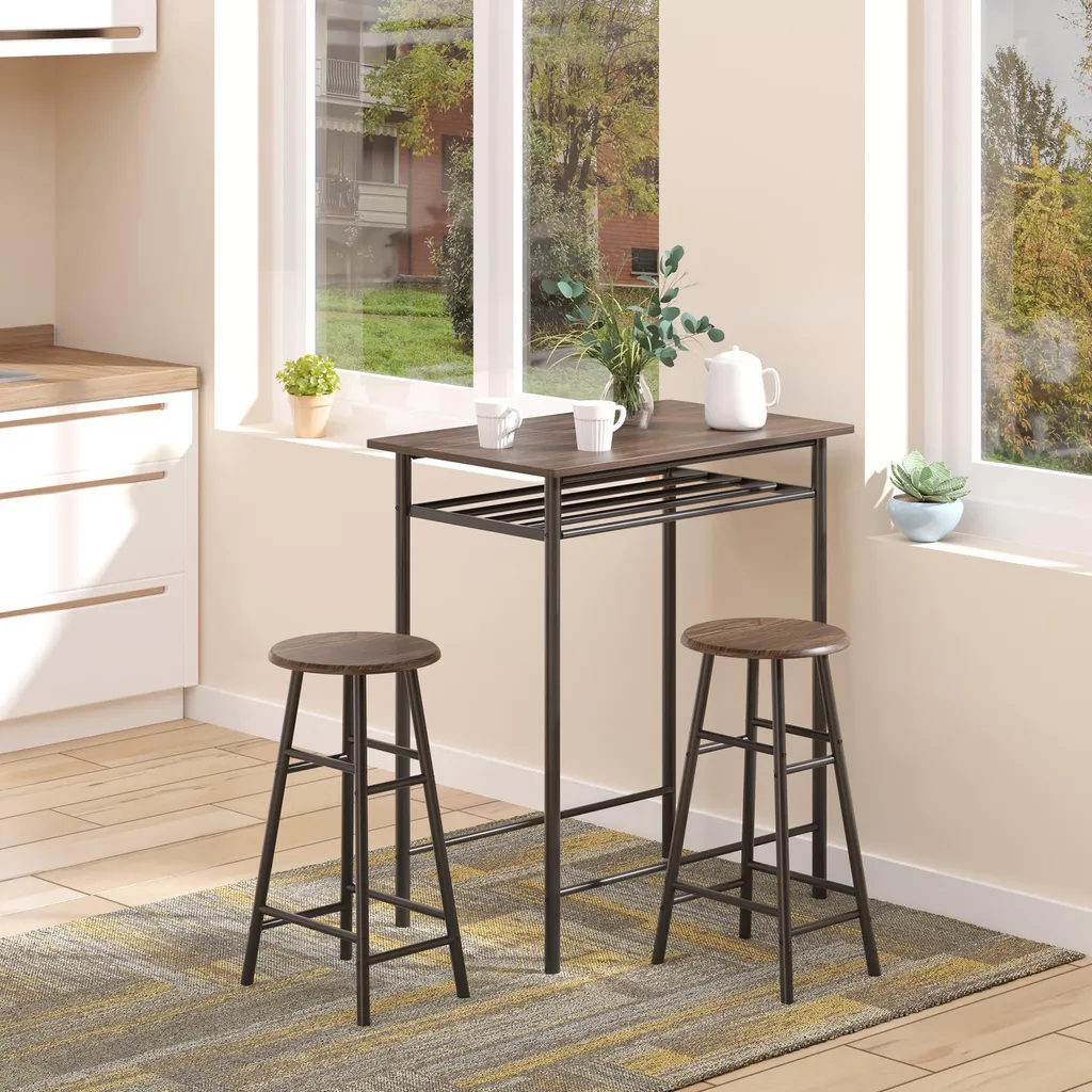 Gain de Place : Ensemble Table et Tabourets de Bar avec Rangement Intégré - 2