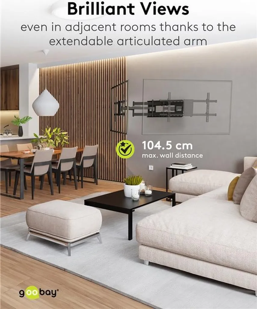 Support Mural TV Orientable pour Grand Salon et Écran Géant 90"