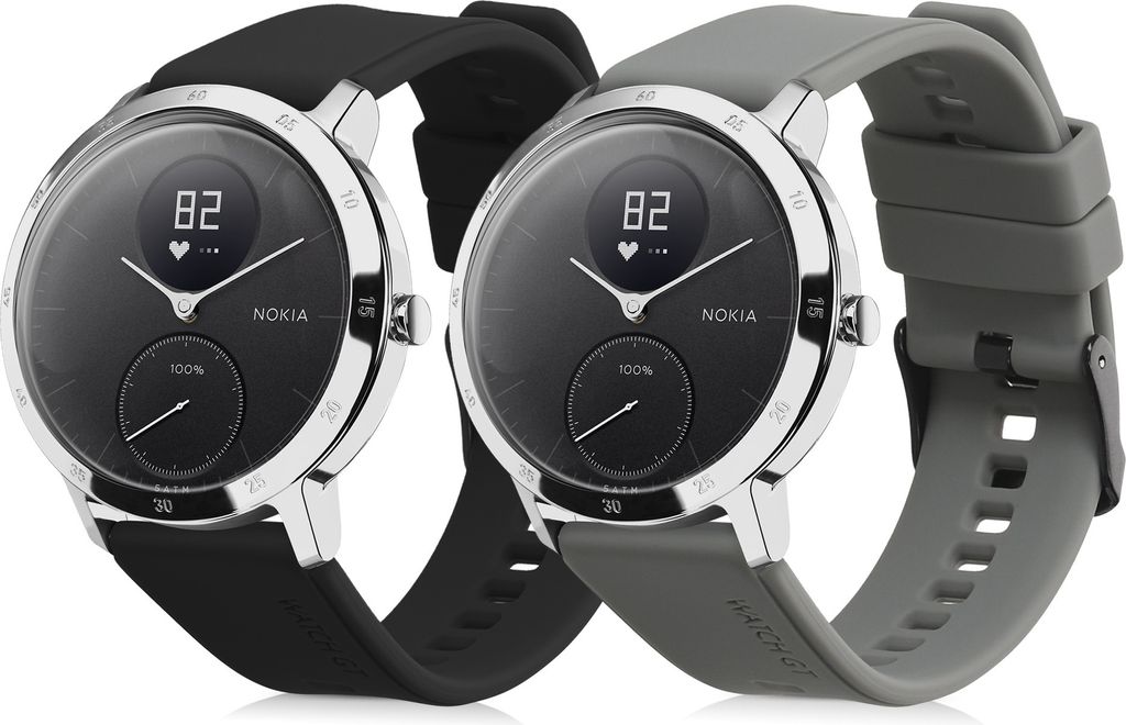 kwmobile 2x Sportarmband kompatibel mit Withings ScanWatch 42mm / Steel HR 40mm / ScanWatch Horizon Armband - Fitnesstracker Band Set aus TPU Silikon