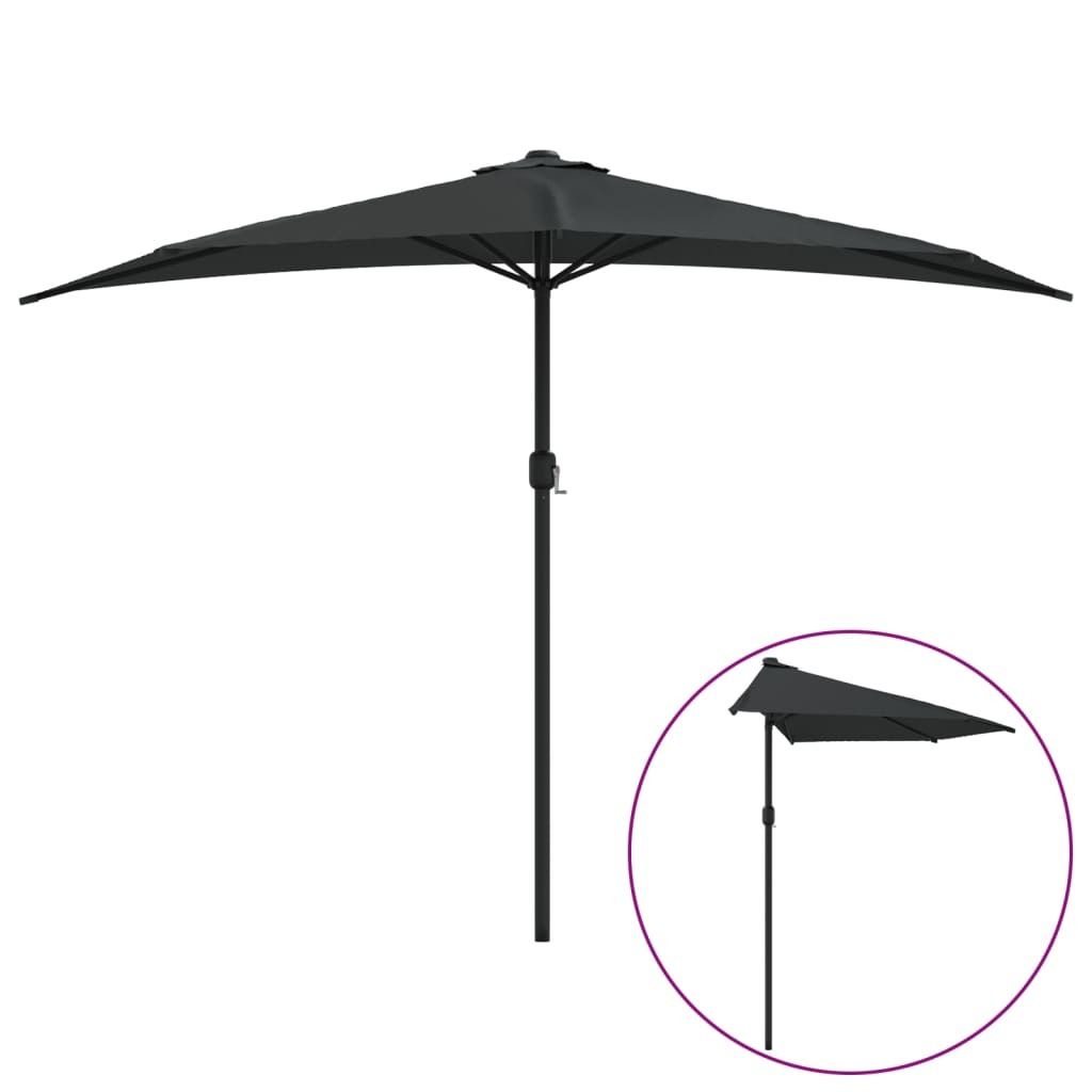 vidaXL Ombrellone da balcone in alluminio nero Immagine del prodotto 