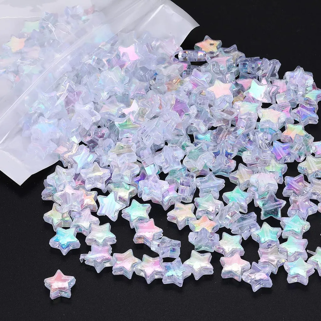 Perles Étoiles Multicolores 10mm Acrylique Pastel Haute Qualité x220