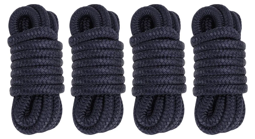Longe d'amarrage bleu marine 1,27 cm x 4,57 m - Nylon double tresse