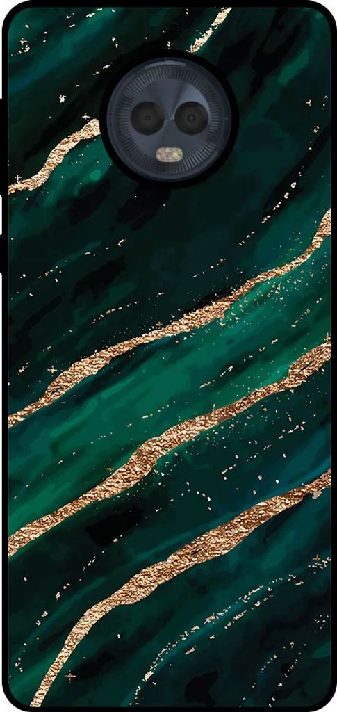 Smartphonica Custodia per Motorola Moto G6 con stampa in marmo - Custodia posteriore in TPU con design in marmo - Verde Oro