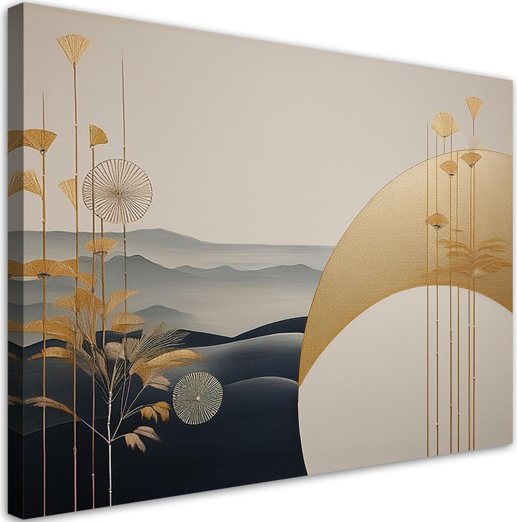 Leinwandbild Boho-Landschaft 100x70 Feeby Beige bild für die wand bereit zum aufhängen