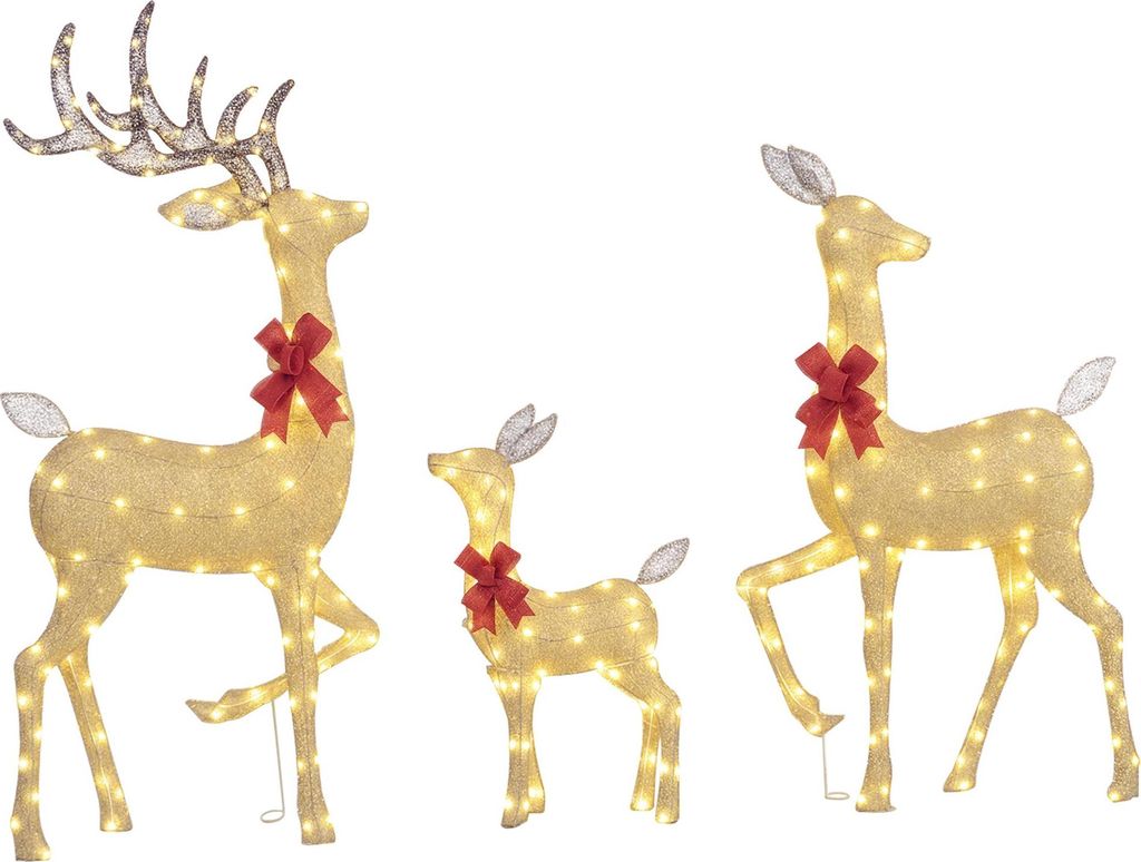 Outsunny 3 cerfs lumineux Noël, en forme de famille de Image du produit 