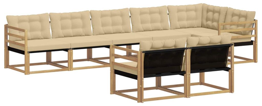 vidaXL Outdoor-Sofagarnitur mit Kissen 8 pcs Weiß und Beige