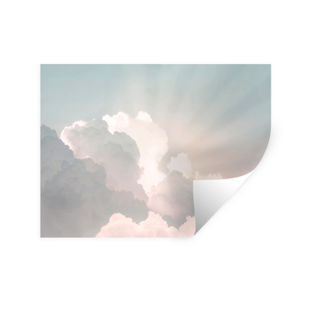 MuchoWow Wandtattoo Wandsticker Wandaufkleber Himmel - Wolken - Sonne - Natur 160x120 cm Selbstklebend und Repositionierbar - Selbstklebend - Fot...