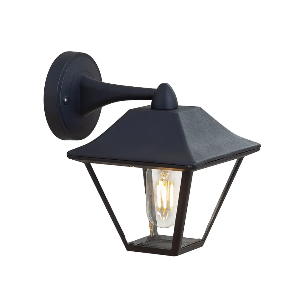 Lanterna Da Parete Rete Metallica Antracite Tuela Con Sensore IP44 Trio