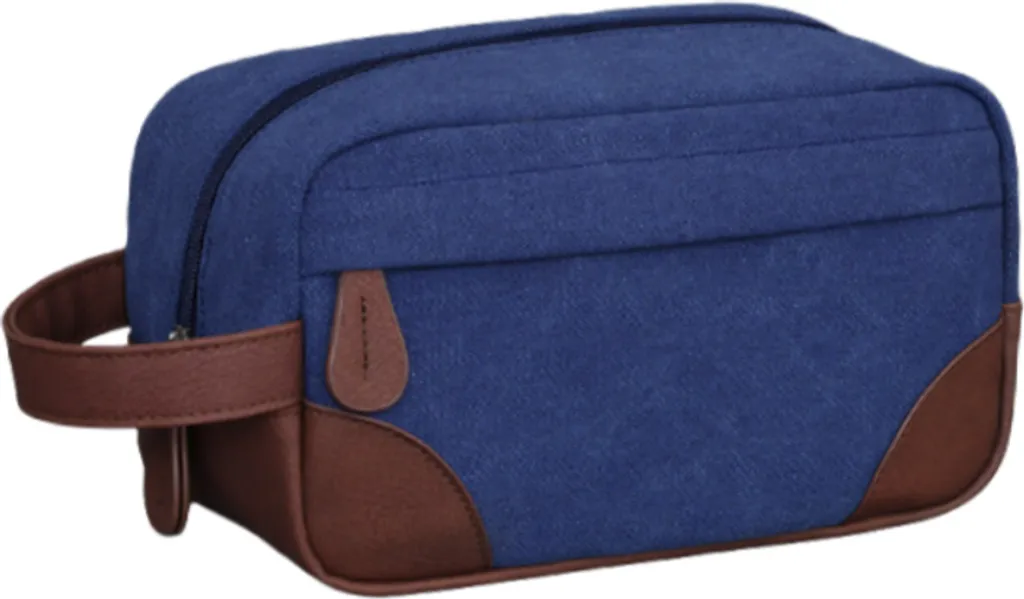 Beauty Case INF Blu Navy: Borsa Toilette Impermeabile in Tela e PU
