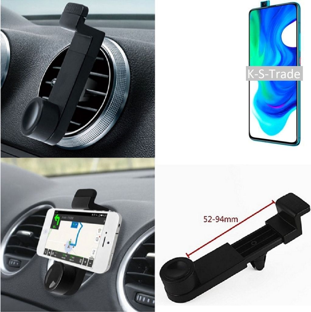 K-S-Trade Lüftungshalterung kompatibel mit Xiaomi Poco F2 Pro KFZ-Halterung Autohalterung Handy-halterung Lüftungsgitter Lüftungsschlitze Schwarz