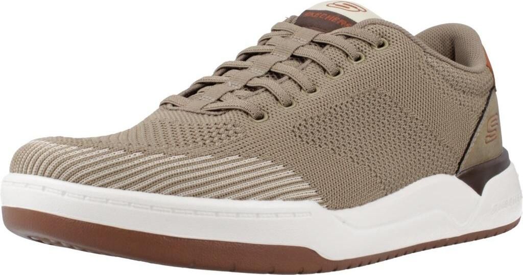 A single beige sneaker is shown from a side-angle on a white background.