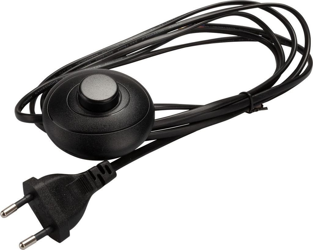 Netzkabel 3 m Eurostecker + FußSchalter S60 300 SW C7 schwarz offenes Ende