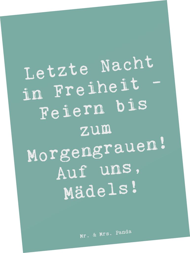 Mr. & Mrs. Panda Fotokarte Spruch Junggesellinnenabschied Feiern - Meeresbrise - Geschenk, Freundschaft, Postkarte, Dekoration, bis zum Morgengraue...