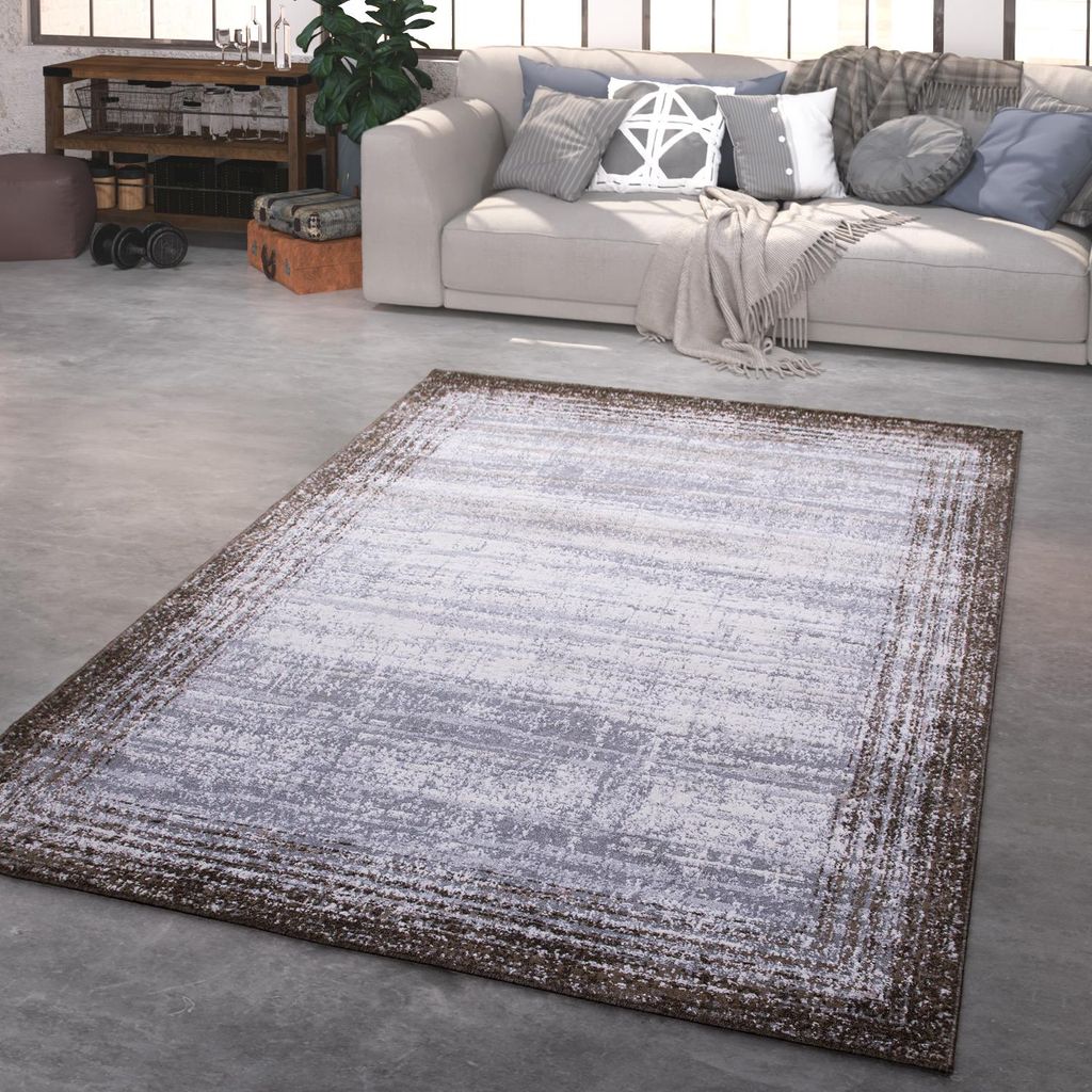 TT Home Wohnzimmer Teppich Kurzflor Modern Used Look Produktbild 