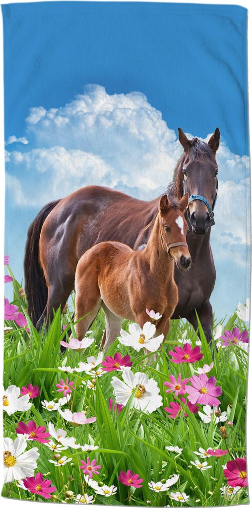 Beach towel Good Morning 75x150 cm - horses
