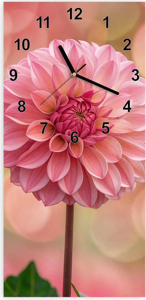 Wanduhr aus Glas mit Motiv Drei Blumenblüten- 30 x 60 cm - inkl. Aufhängesystem