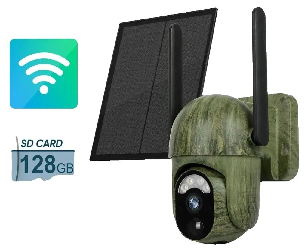 Caméra de Surveillance Solaire 2K sans Fil - Wi-Fi 128 Go pour Jardin