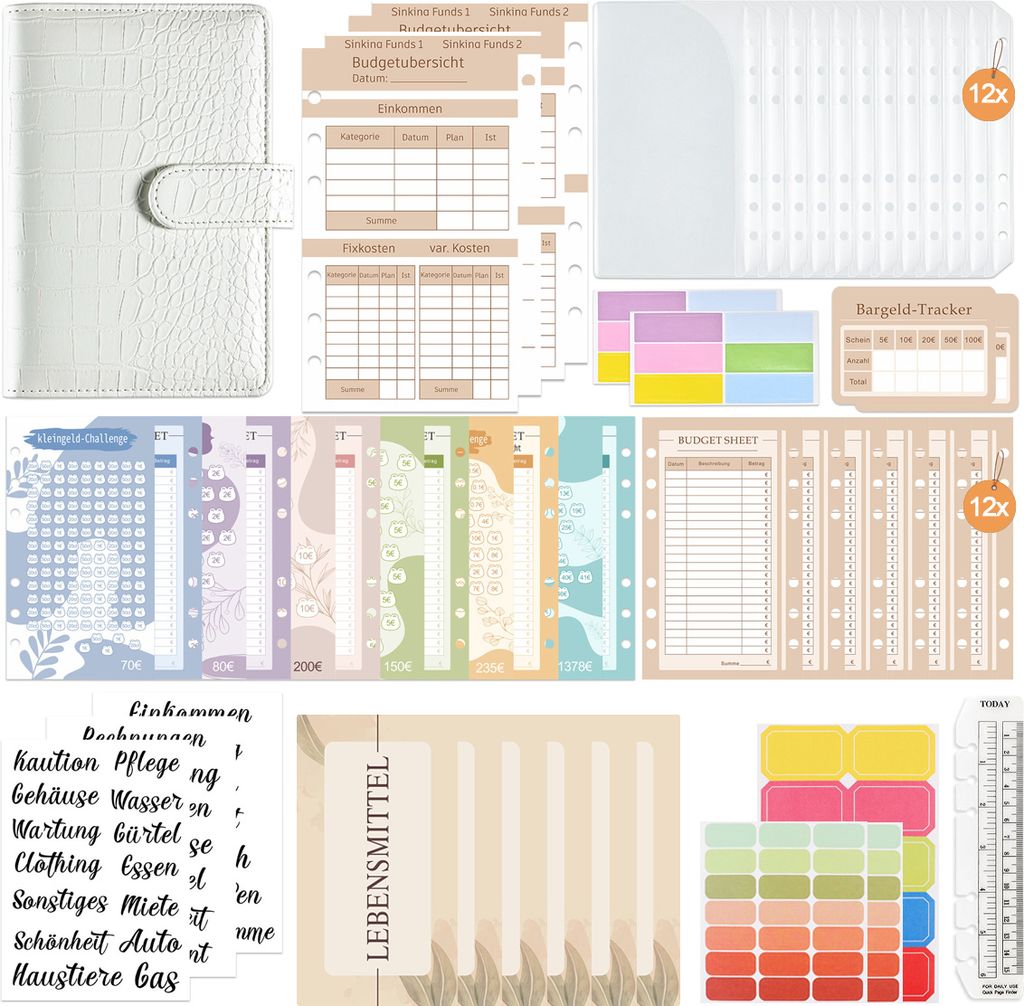 Budgetplaner Deutsch - Budgetplaner Deutsch Startset - Finanzplaner Haushaltsbuch - Geldorganisator Sparbuch - Kassenbuchfüllung - Haushaltsordner...