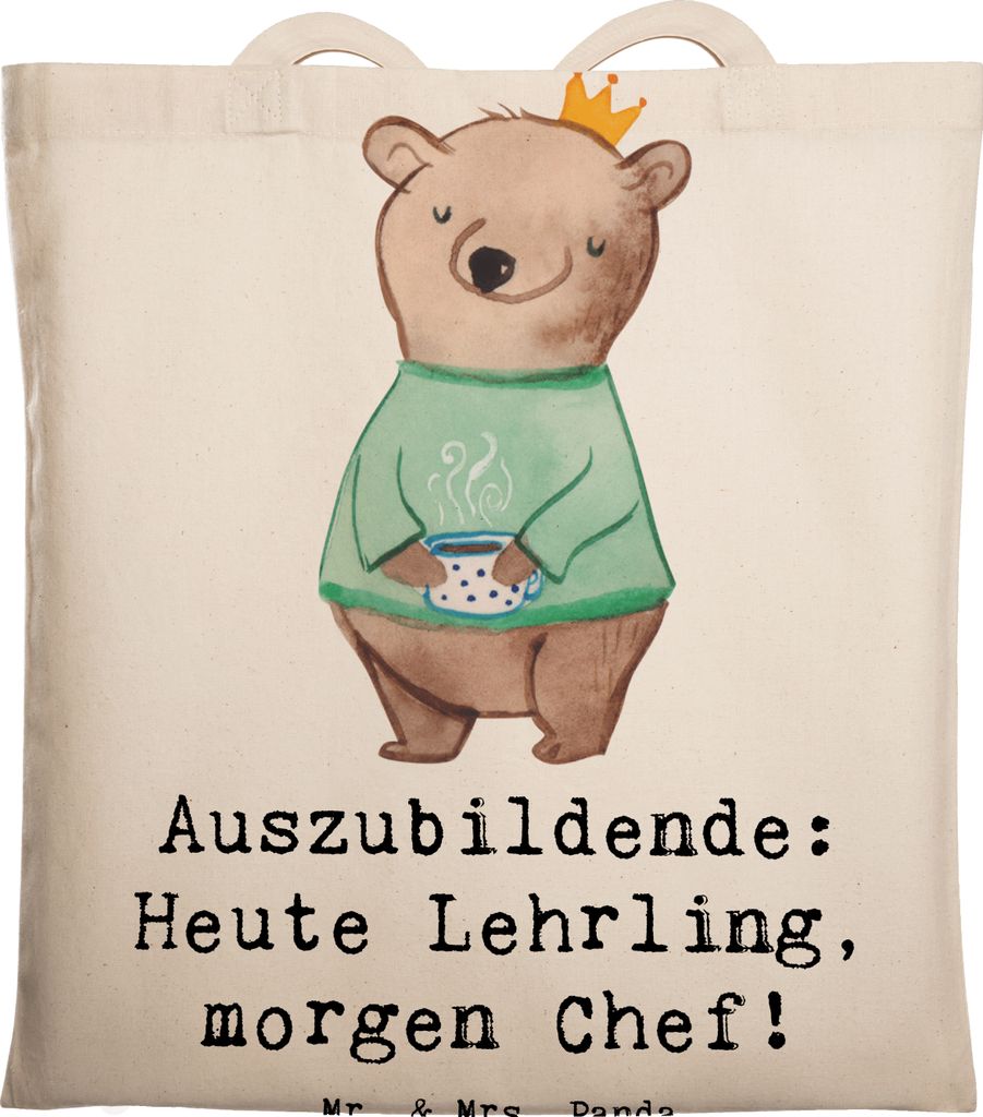 Mr. & Mrs. Panda Tote Bag Auszubildende Chef - Transparent - Geschenk, Beruf, Jutebeutel, Lehrling, Shopping Tasche, Berufsleben, Ausbildung, Einka...