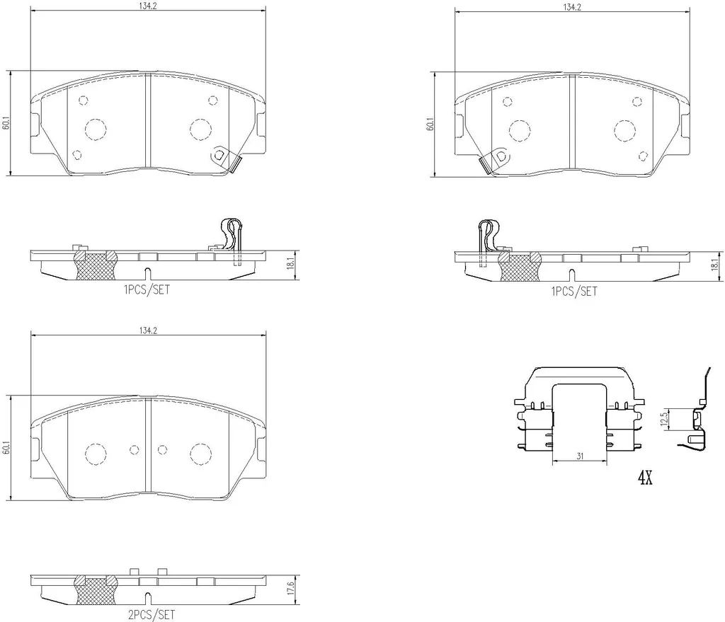 Jeu de plaquettes de frein avant Brembo pour Soul III SK3 58101J2A10