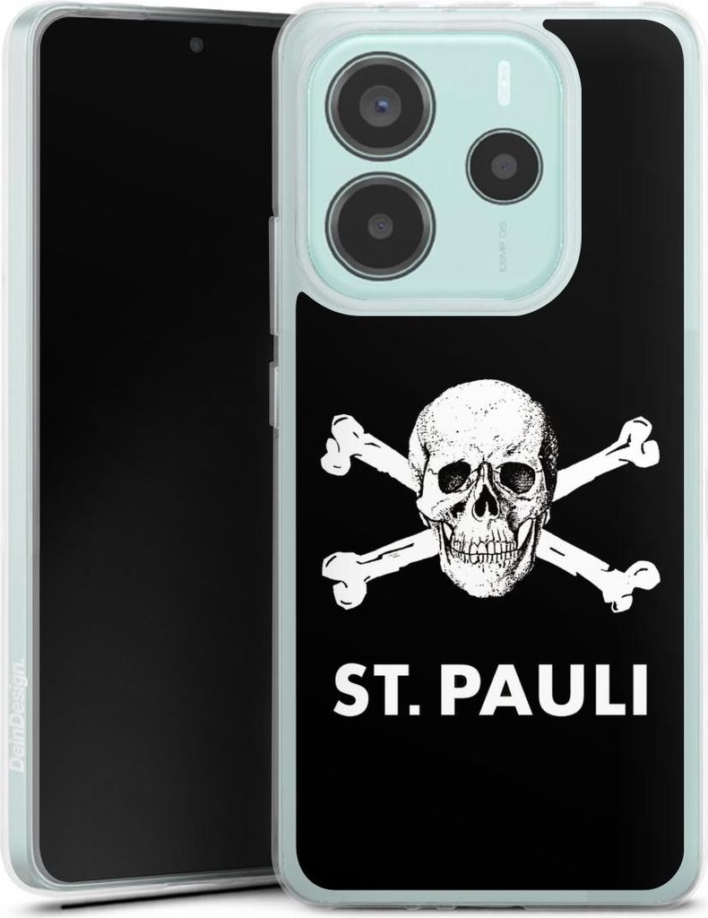 DeinDesign Handyhülle für Xiaomi Redmi Note 14 5G Silikon Hülle Case Smartphone Schutzhülle FC St. Pauli Offizielles Lizenzprodukt Totenkopf