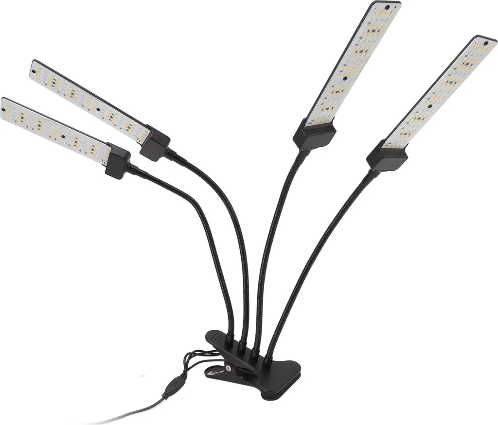 Lampe horticole LED flexible 4 bras pour plantes d'intérieur et semis