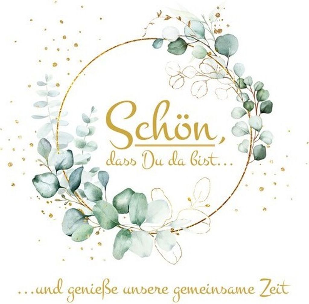 20 Servietten Eucalyptus Schön dass Du da bist 33x33cm Produktbild 