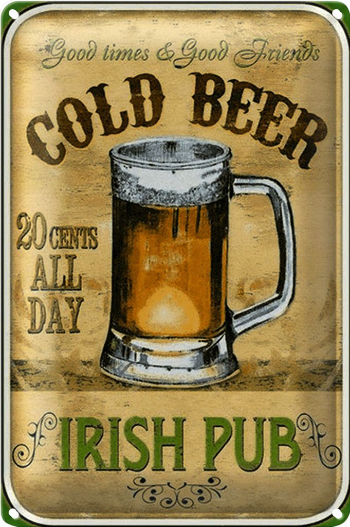 Blechschild Bier 40x30cm Irish Pub gold beer good times