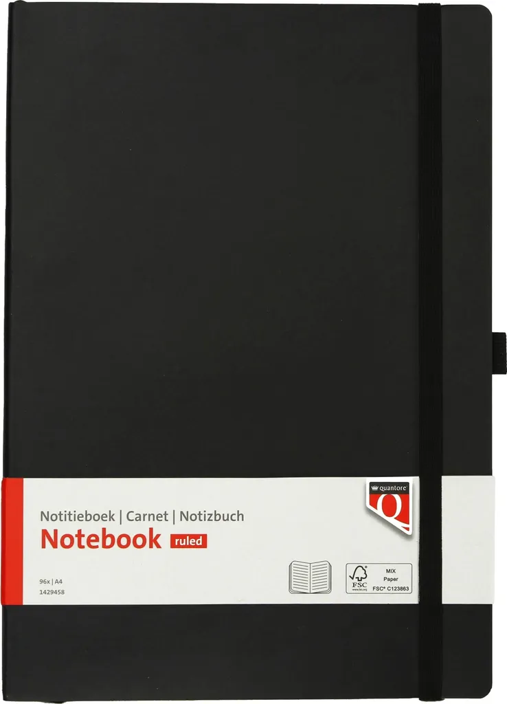 Carnet A4 Souple 192 Pages Lignées 80g Noir Quantore Flex Line x18 Unités