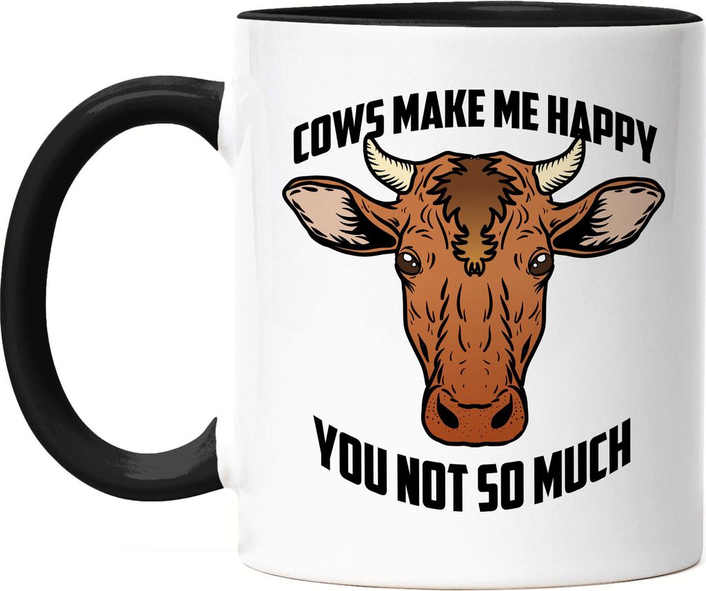 Cows Make Me Happy You Not So Much Tasse Schwarz Kuh-Fans Produktbild 