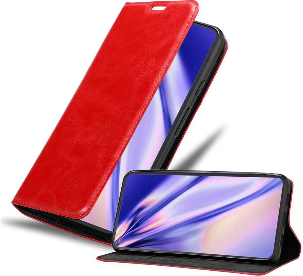 Cadorabo Hülle für Google PIXEL 5 XL Schutz Hülle in Rot Handyhülle Etui Case Cover Magnetverschluss