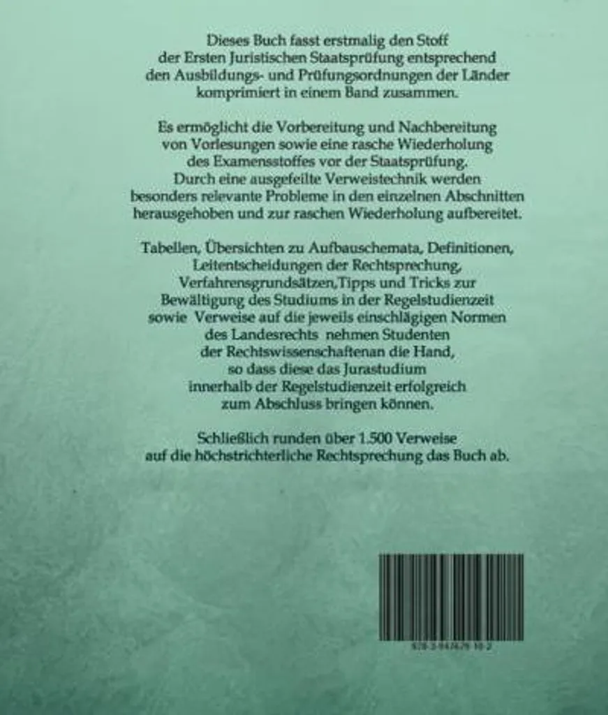 Erstes Juristisches Staatsexamen : Méthode intensive de Droit Allemand