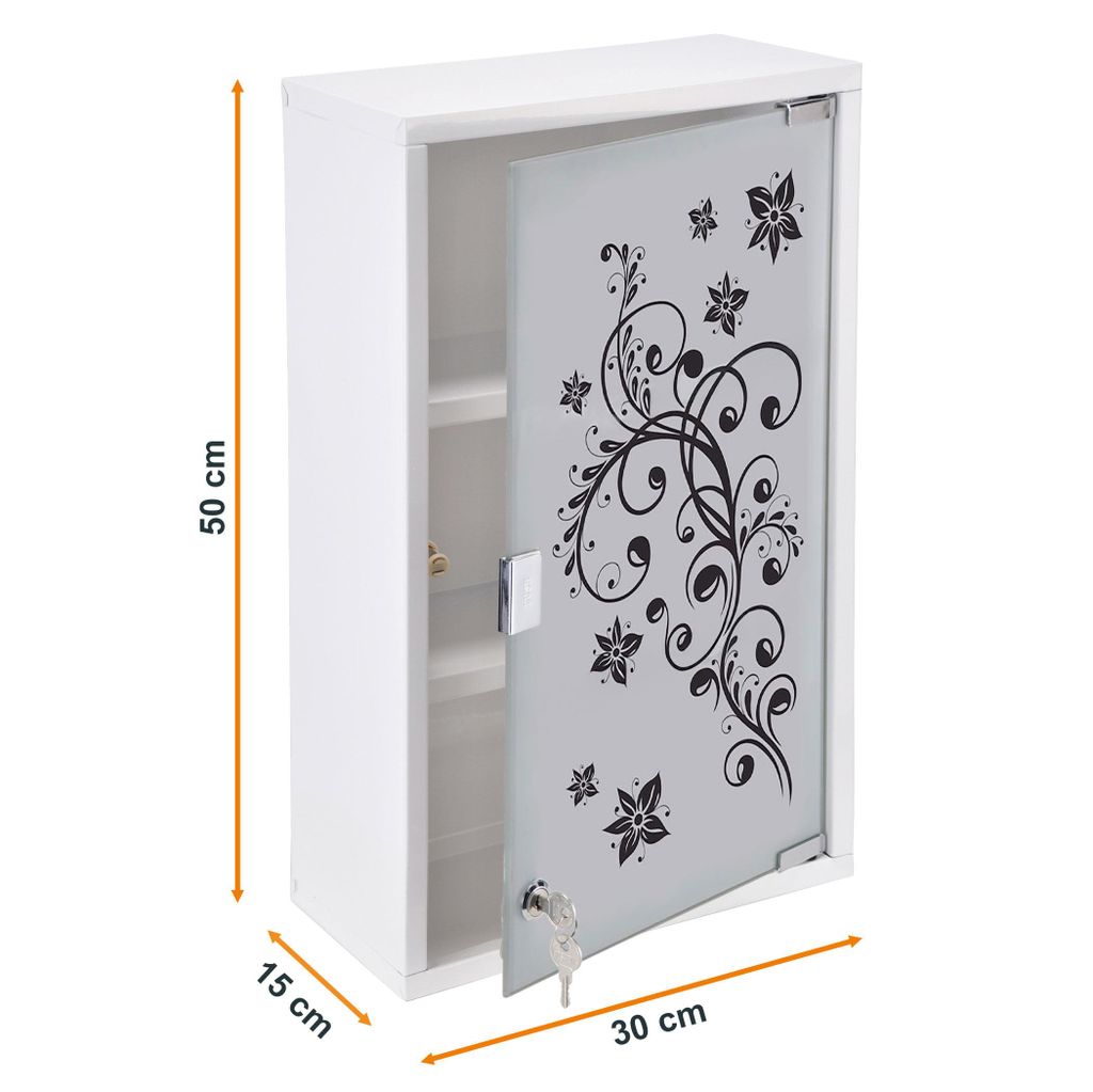 Metall Medizinschrank 50 x 30 cm abschließbar mit Glastür
