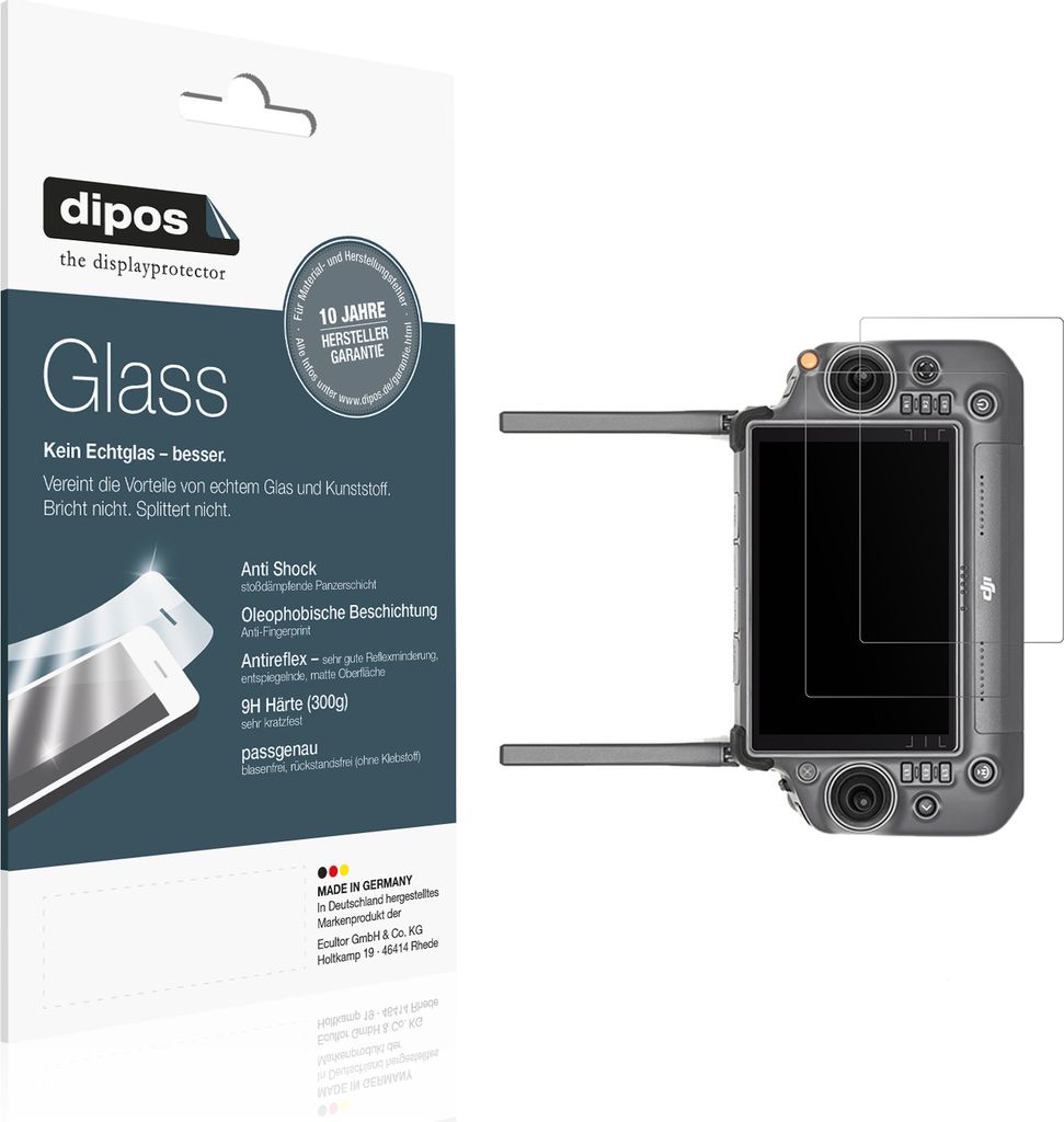 2x Schutzfolie für DJI RC Plus 2 matt - Anti-Shock 9H Folie dipos Glass Kunststoffglas