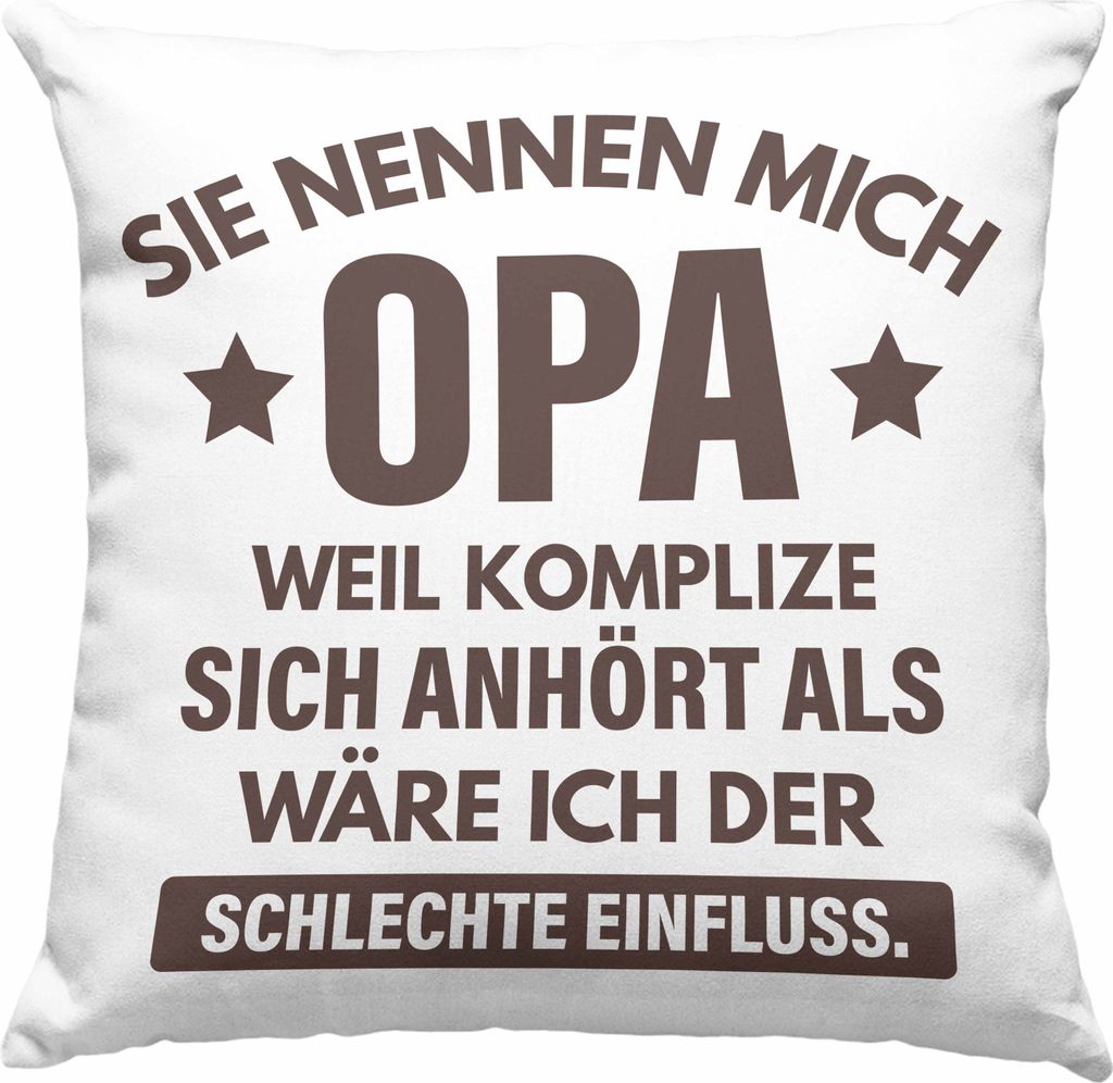 Trendation - Lustige Deko-Kissen mit Füllung 40x40 Opa Geschenke Großvater Vatertag Geburtstag Deko-Kissen mit Füllung 40x40 mit Spruch für Opa...