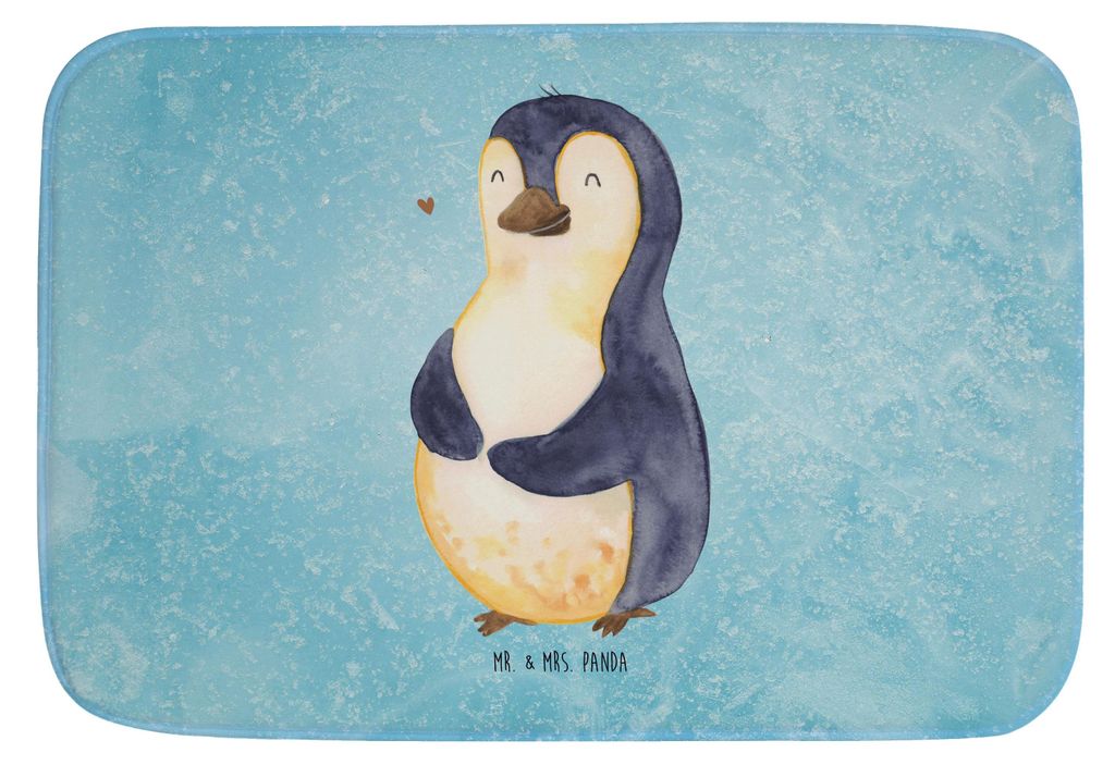 Mr. & Mrs. Panda Badteppich Pinguin Diät - Eisblau - Geschenk, Abnehmen, Badematte, Badezimmerteppich, Bad Fußmatte, Pinguine, teppich für, Badv...
