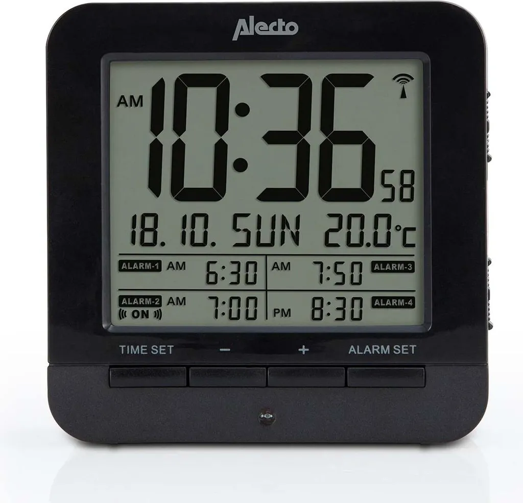 Réveil Alecto AK-20 noir multifonction avec thermomètre d'intérieur