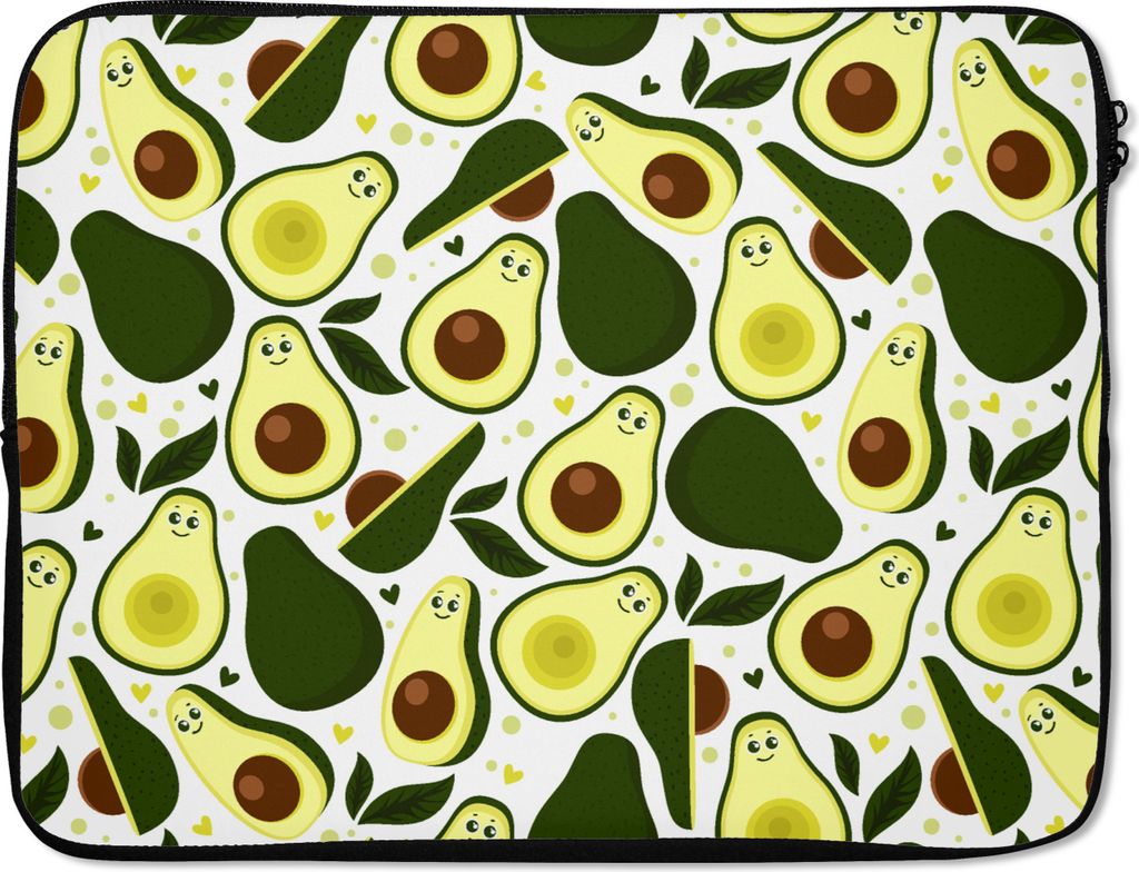 MuchoWow Laptop Hülle 17 Zoll Laptoptasche Muster - Avocado - Frucht - Zipper - Schutzabdeckung